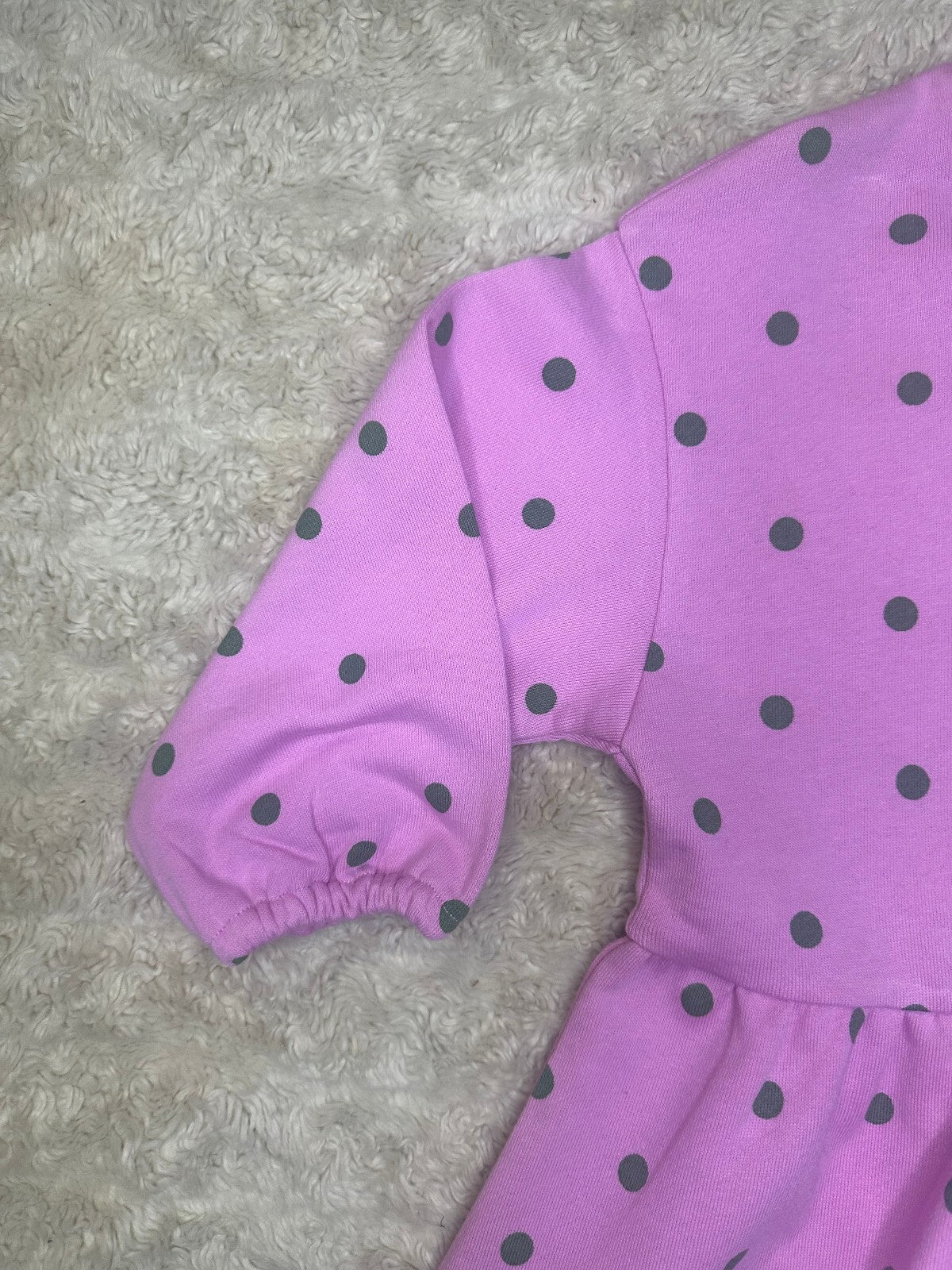 Mini Boden pink green polka long sleeve cotton knit sweatshirt twirl dress 3-4Y