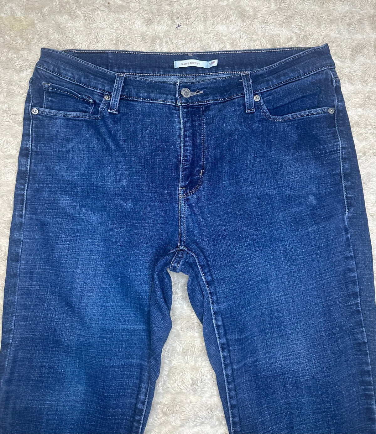 Levi's medium wash Classic Bootcut stretch denim jeans 16W Western cowgirl boho