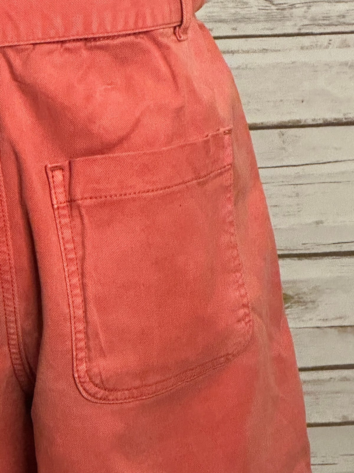 LOFT washed coral red paperbag high-waisted cotton/Lyocell utility shorts Small