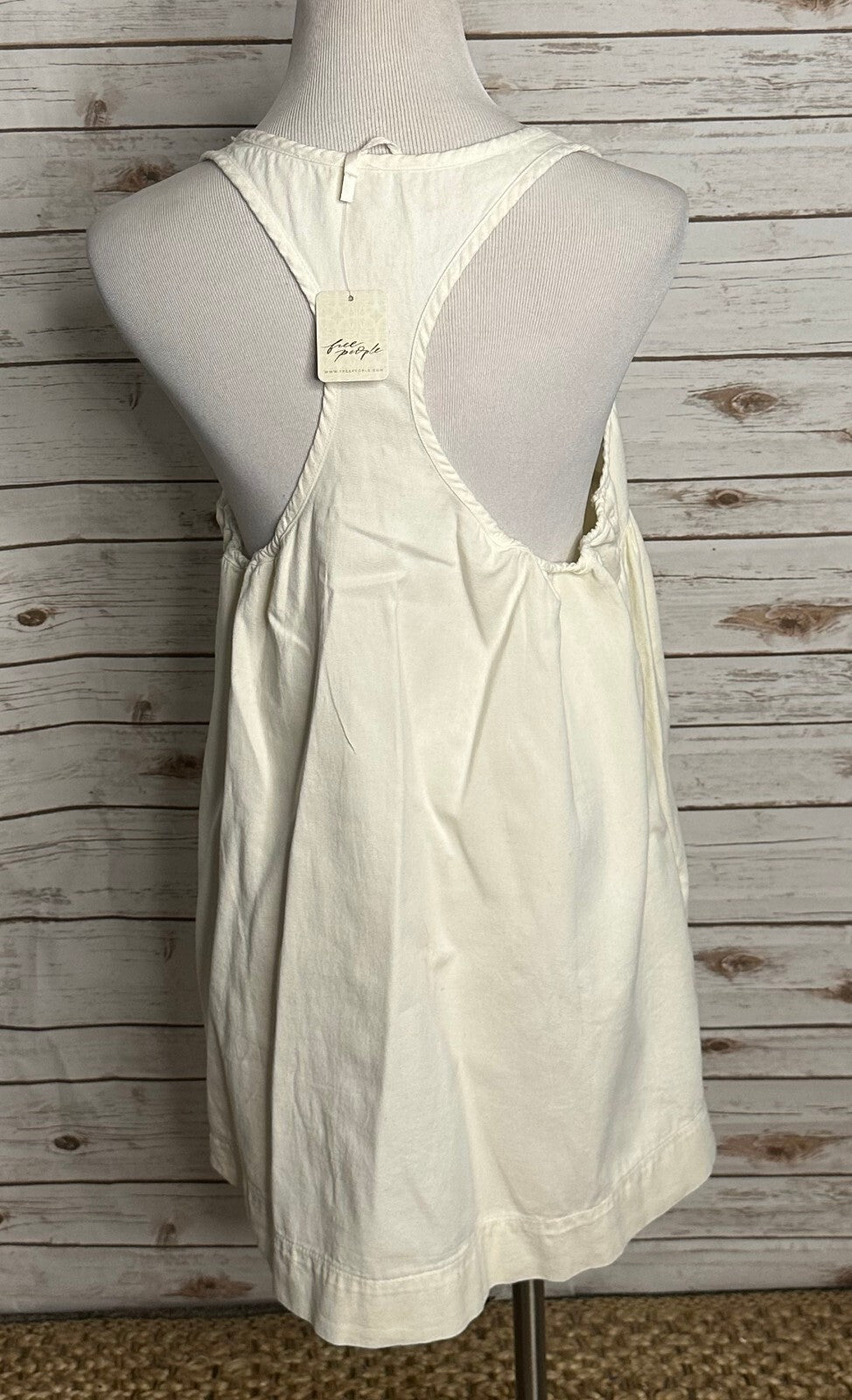 NWT Free People ivory 100% cotton racerback mini babydoll swing dress Med boho