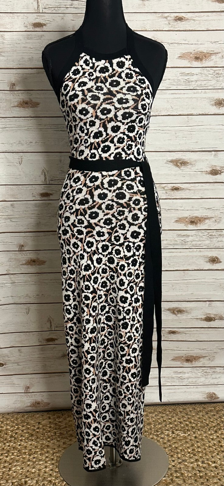 Diane Von Furstenberg for Target black white cream floral halter maxi dress XXS