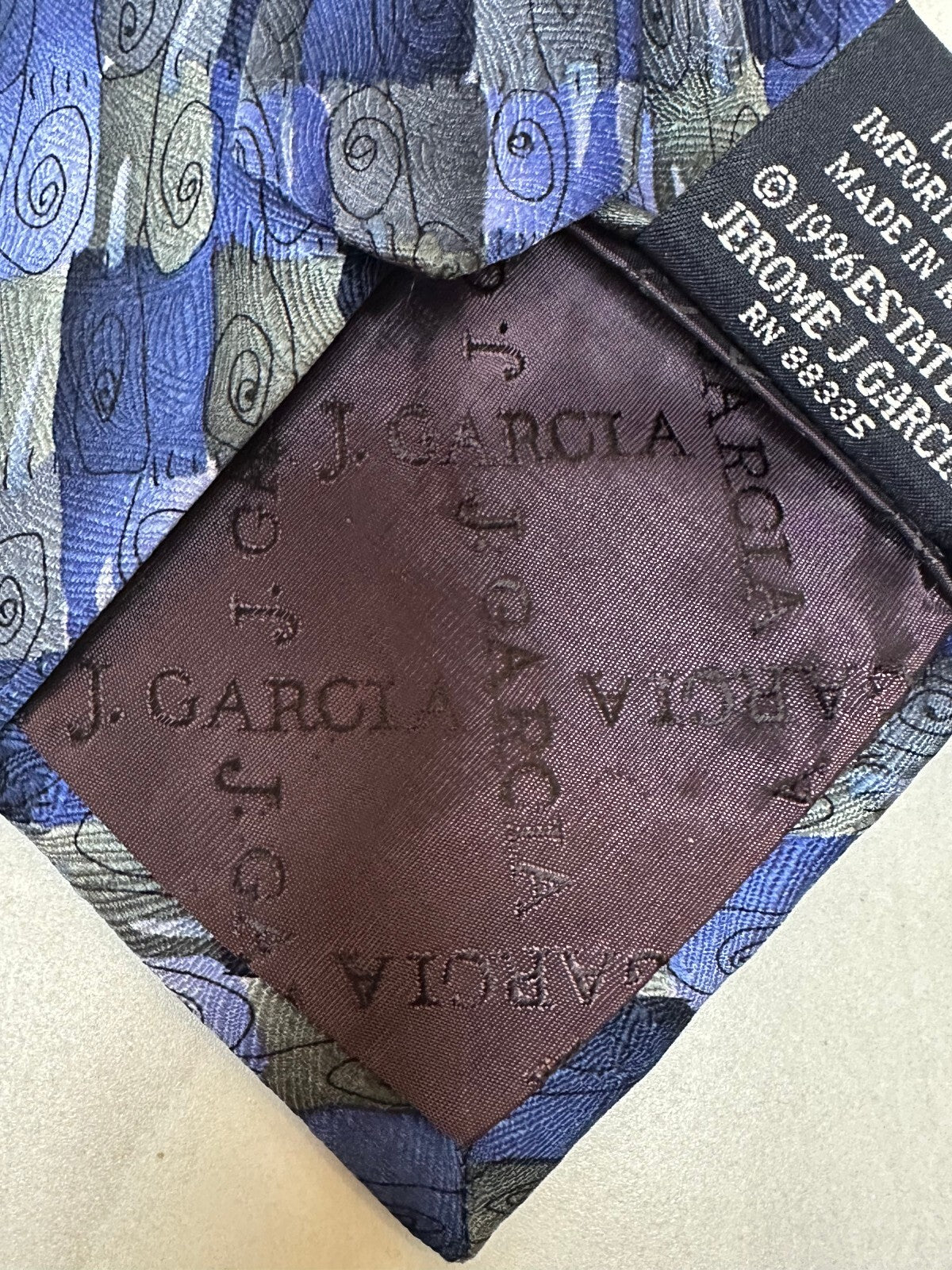 Vintage J. Garcia Like a Twittering Machine Collection 14 blue 100% silk tie