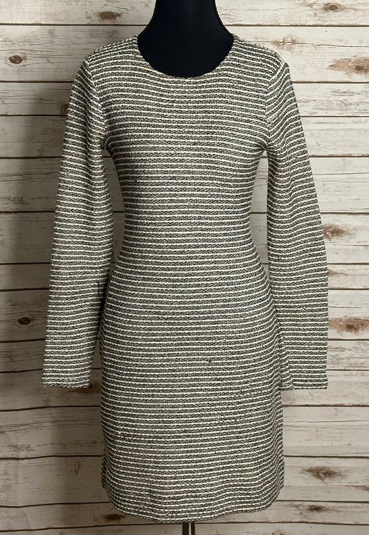 Banana Republic black white striped textured long sleeve sheath dress Size 2