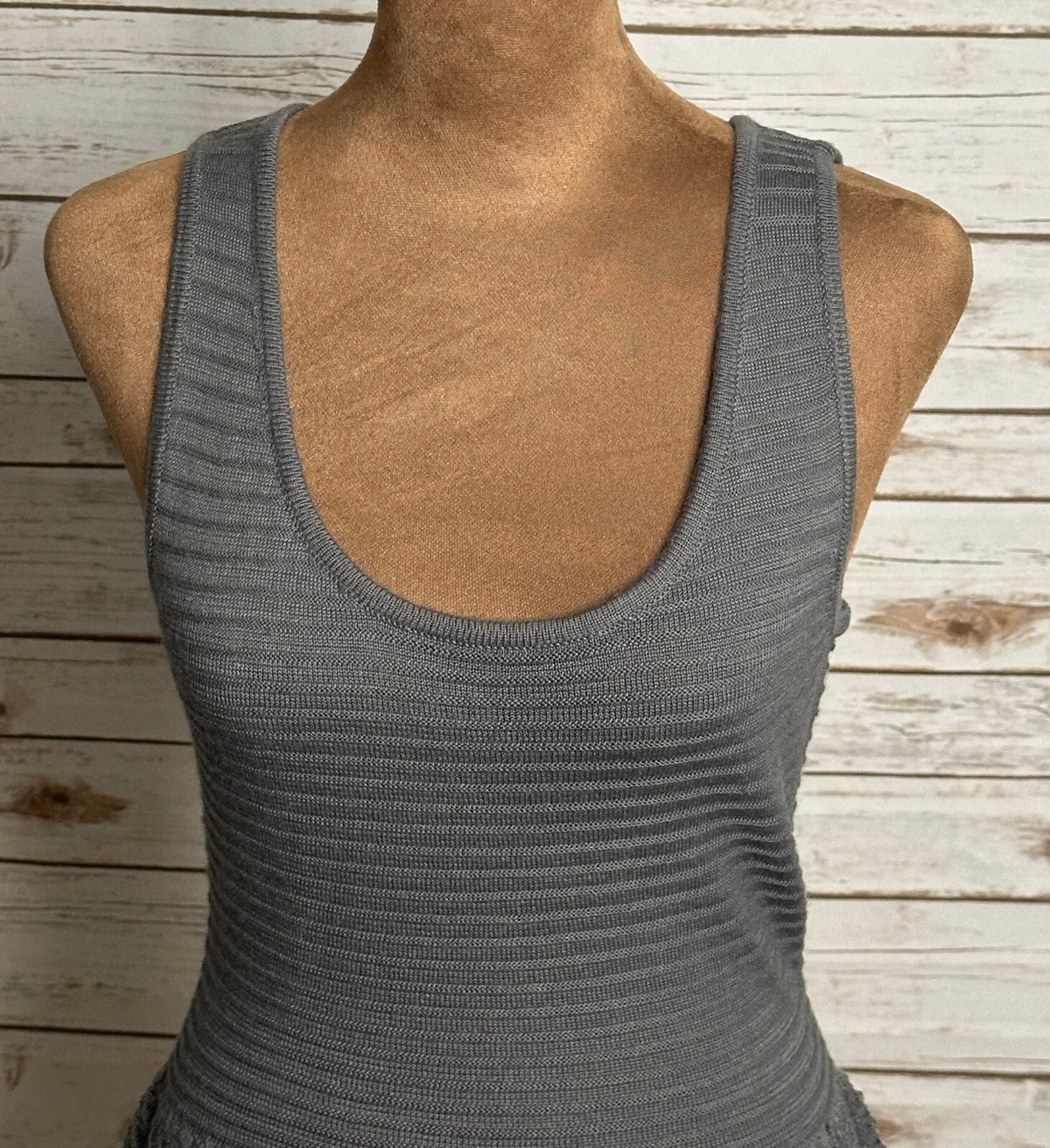 BB Dakota Addison grey wool-blend sleeveless knit fit & flare dress Size Medium