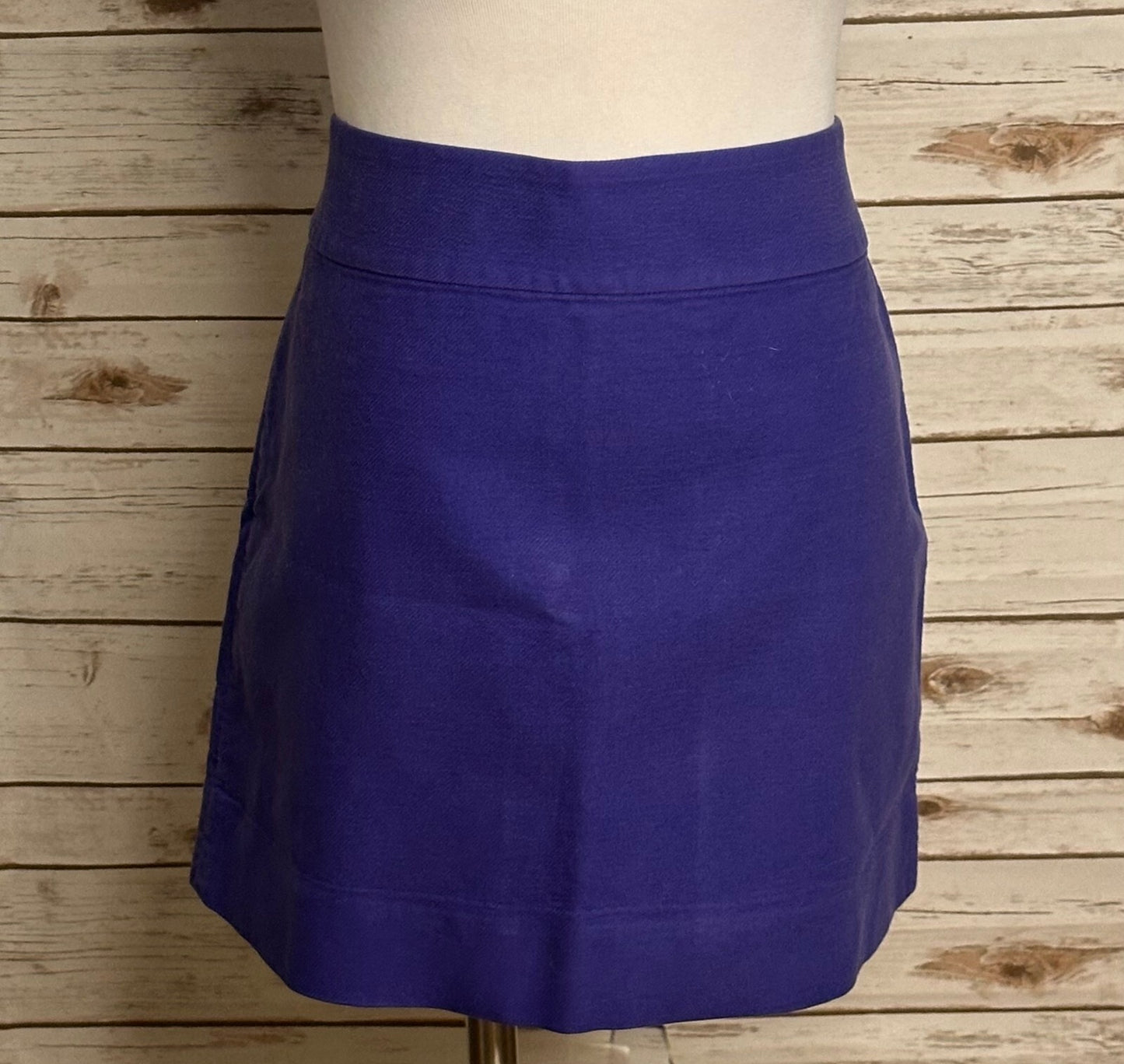 J.Crew purple double serge cotton high-waisted A-line mini skirt 8 preppy