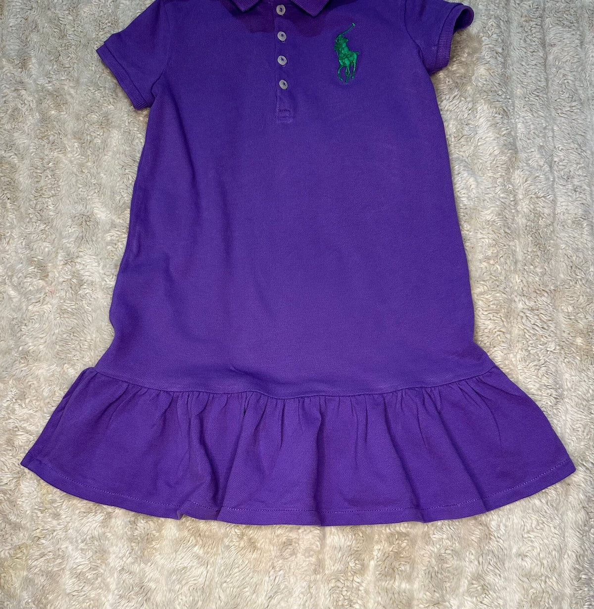 Polo Ralph Lauren Big Pony pique knit polo ruffled hem dress Size 5 preppy
