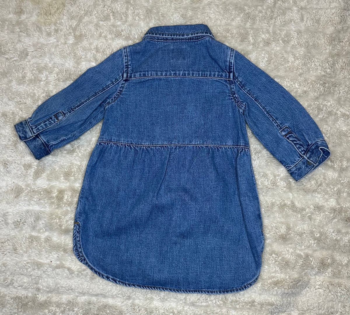 baby GAP medium wash 100% cotton denim long sleeve button-front dress 12-18M