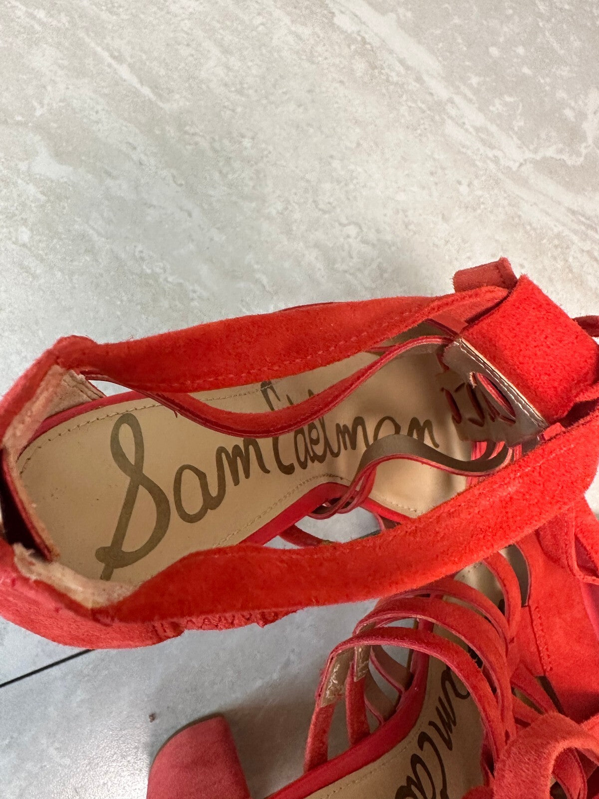 Sam Edelman Yarina red suede strappy caged ankle strap gladiator sandals Size 6