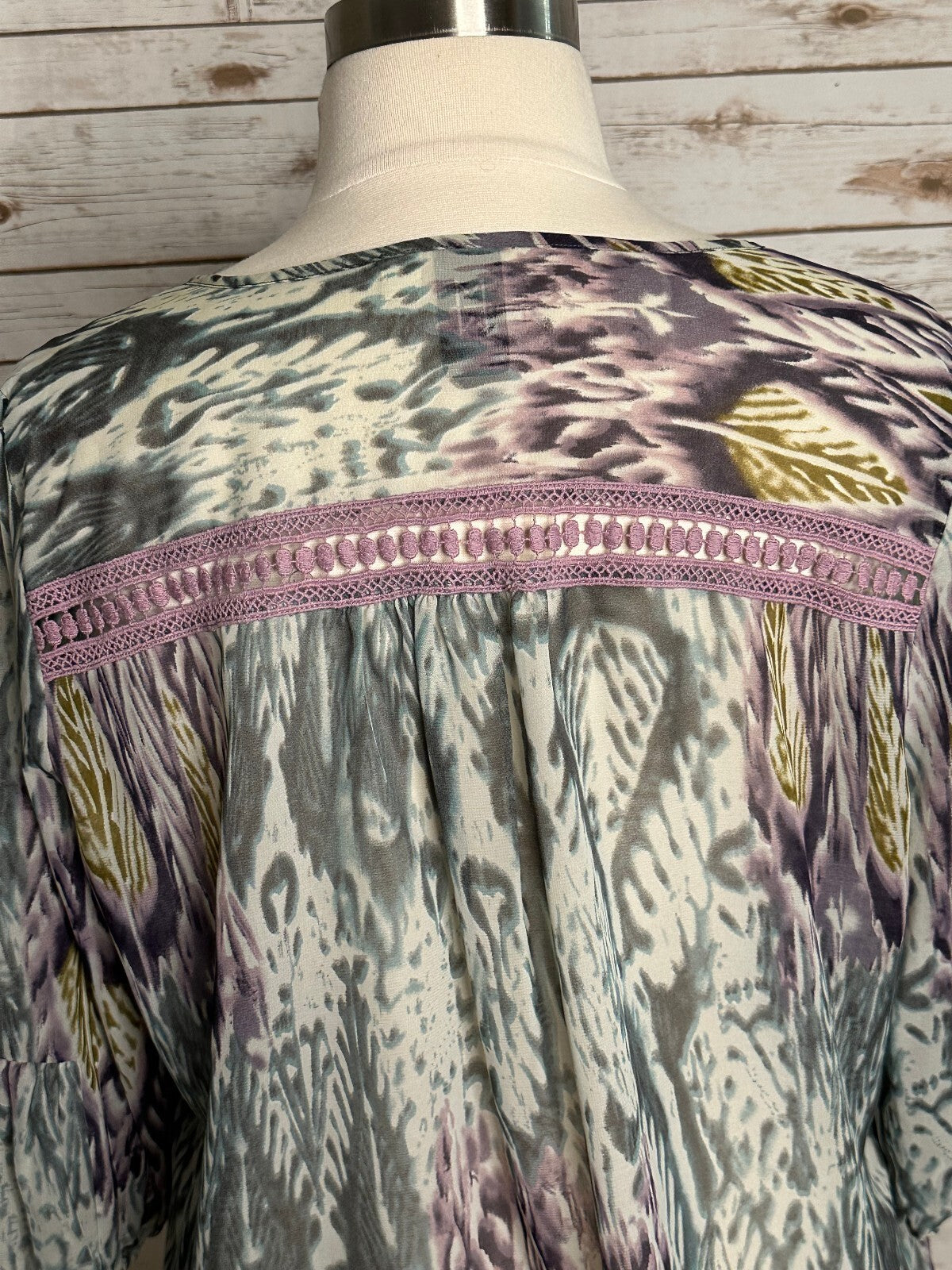 Marc Bouwer multicolored embroidered 3/4 sleeve semi-sheer peasant blouse 2X