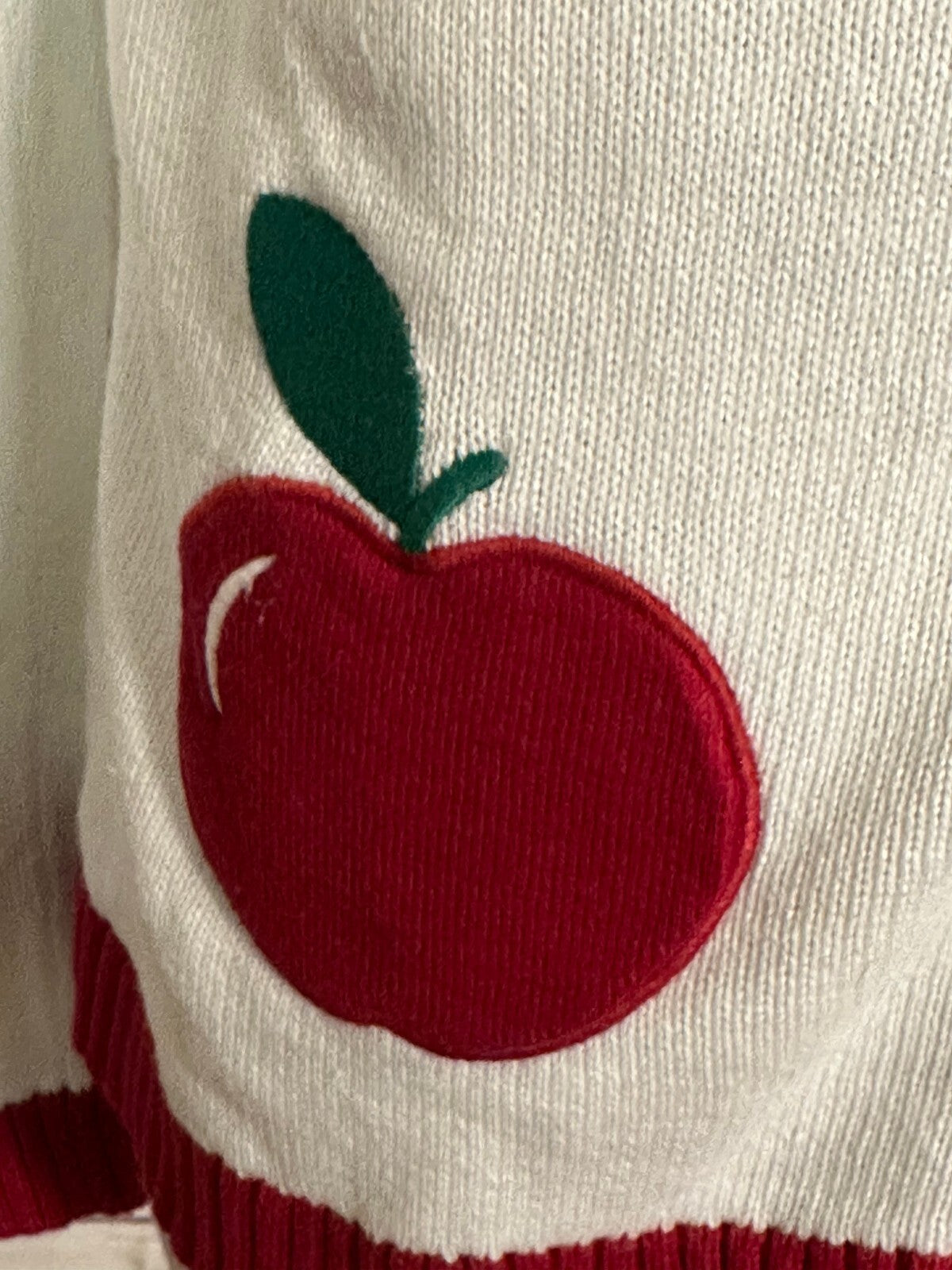 Gymboree Apple Orchard white red long sleeve button-front cardigan Size 7