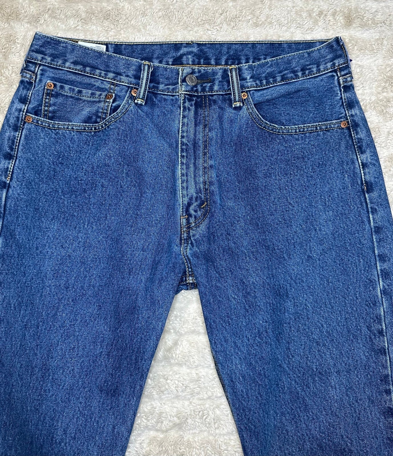 Levi's 505 Regular Fit medium wash straight leg denim jeans 36x32 classic