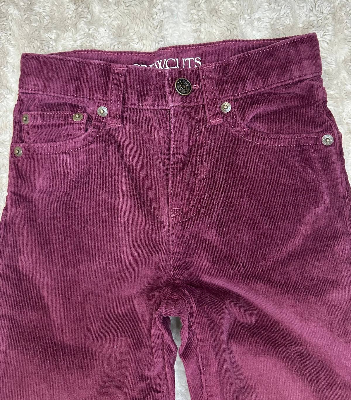 J.Crew Crewcuts burgundy corduroy straight leg pants Size 6 classic preppy fall