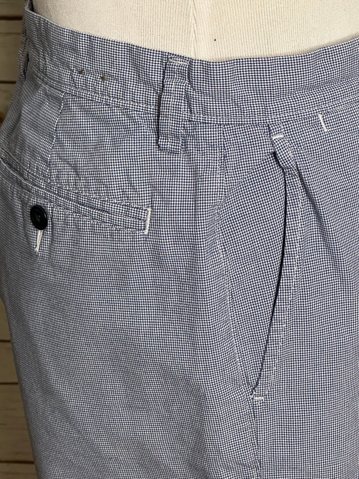 J.Crew Club blue white houndstooth cotton chino shorts Size 32 preppy coastal