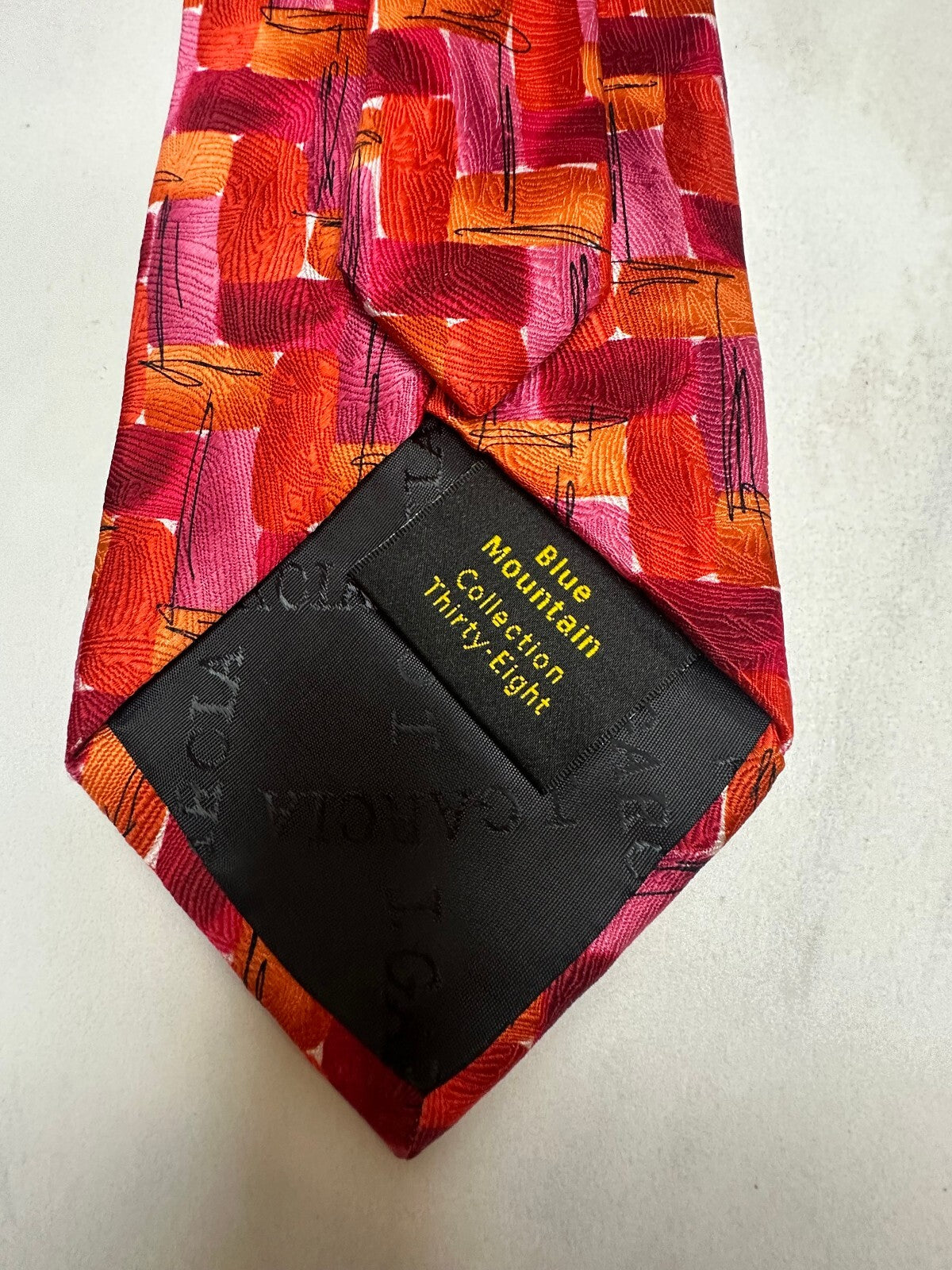 J. Garcia Blue Mountain Collection 38 multicolored abstract 100% silk tie