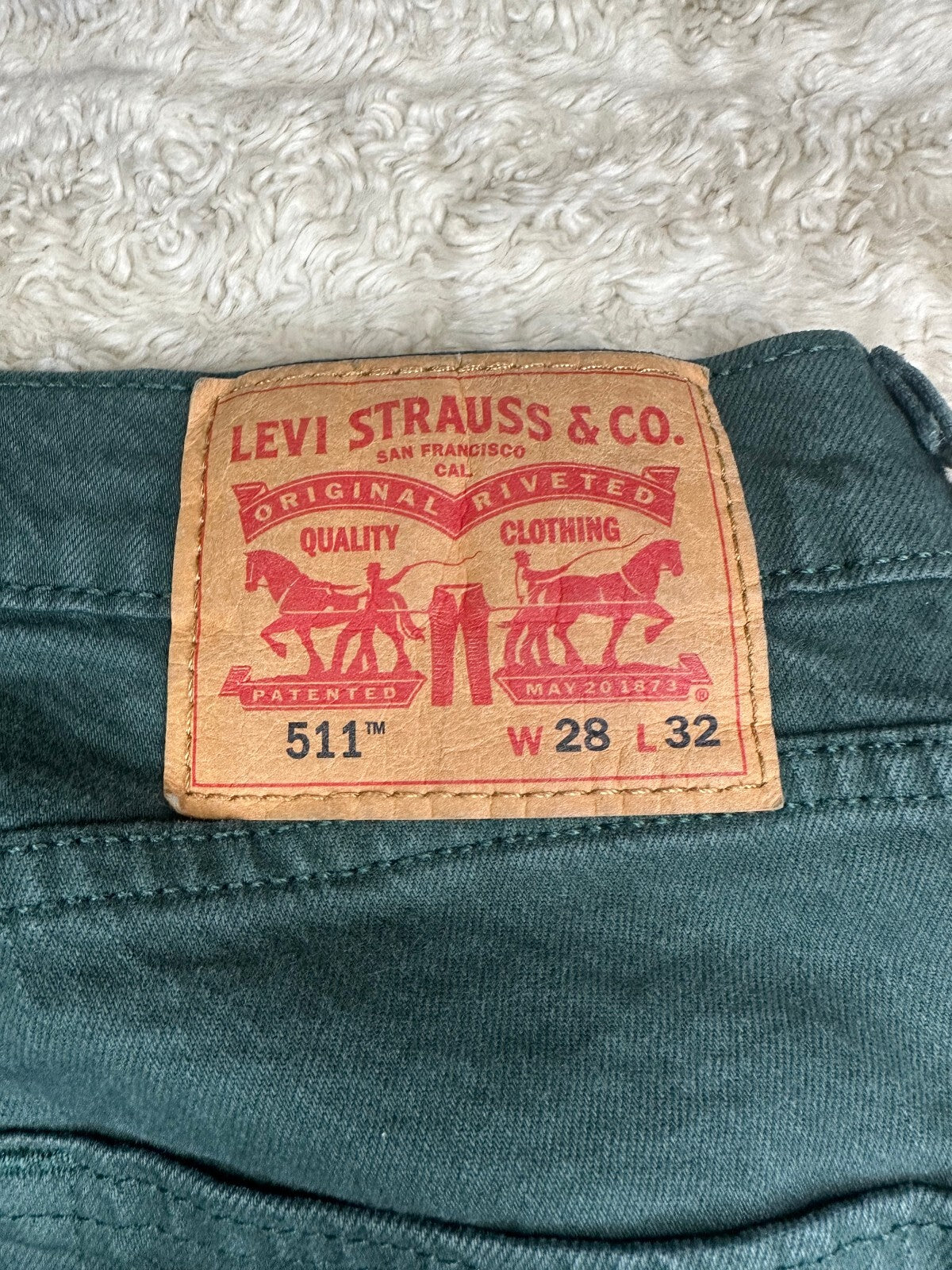 Levi's green 511 Slim Fit stretch denim jeans garment-dyed Water<Less 28x32