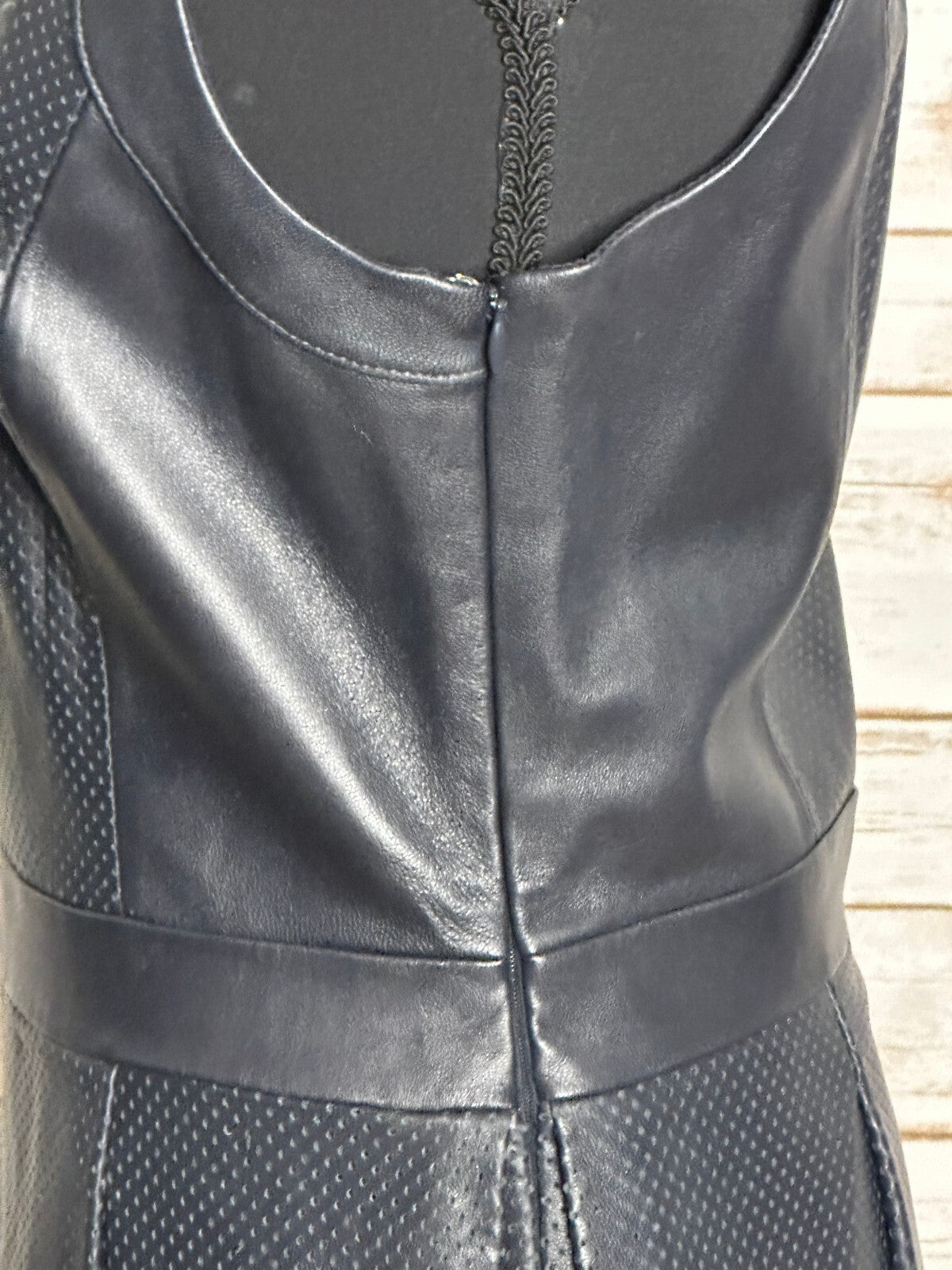 Rebecca Minkoff navy leather sleeveless fit & flare dress Size 6 moto minimalist