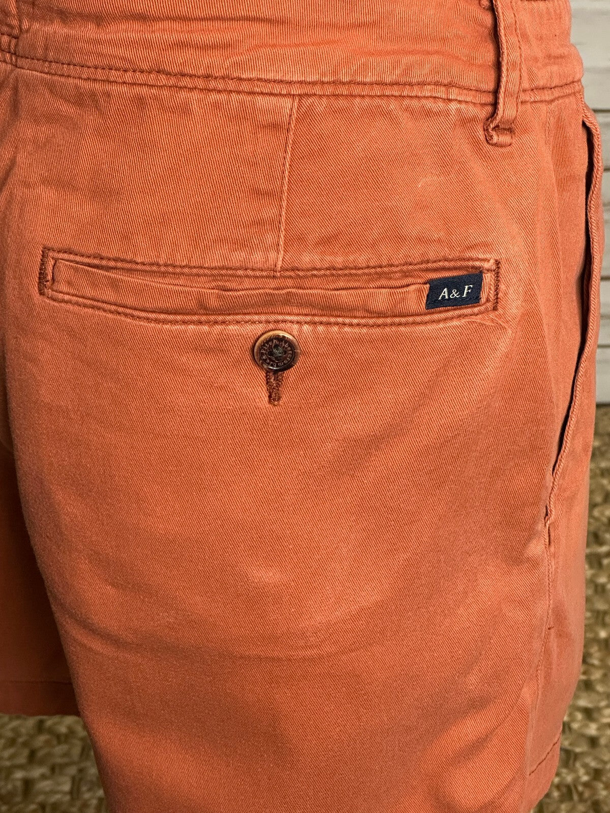 Abercrombie & Fitch coral orange 100% cotton chino shorts Size 32 coastal preppy