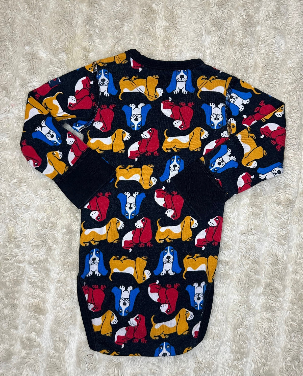 Polarn O. Pyret Sweden black multicolored dog 100% cotton long sleeve one-piece