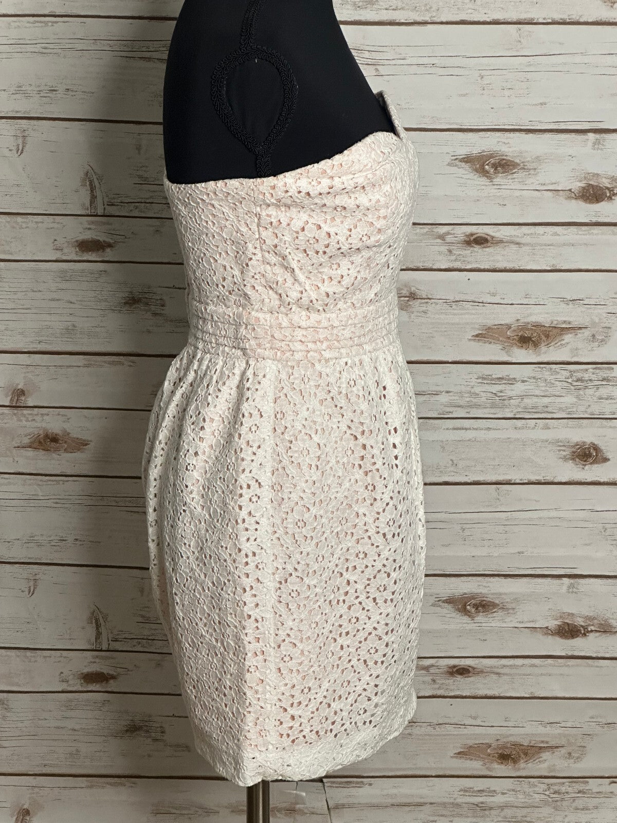 Pins and Needles cream blush lace strapless fit & flare dress Size 6 coquette