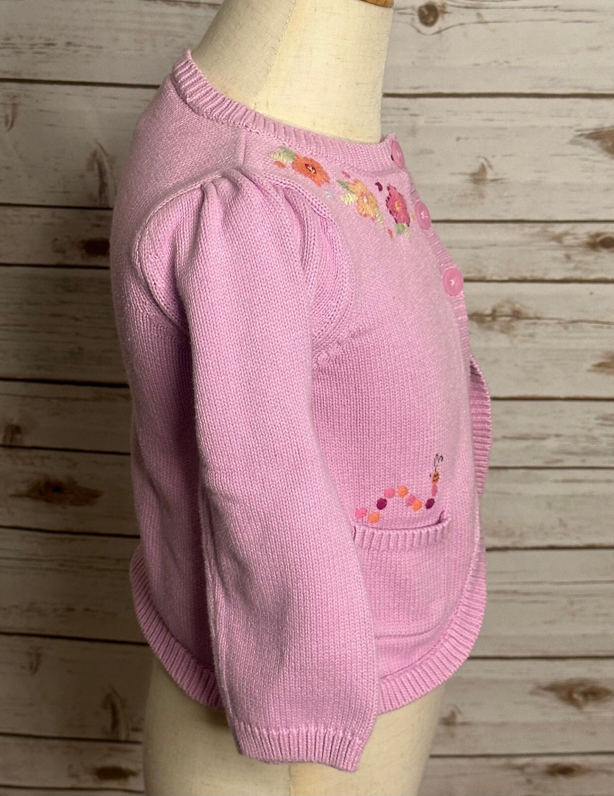 Vintage Gymboree pink Garden Blossom embroidered button-up cardigan sweater 2T