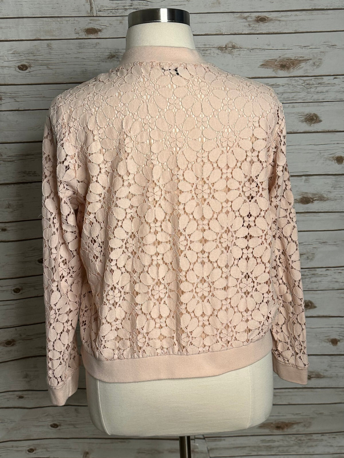 Torrid blush floral lace long sleeve full zip semi-sheer bomber jacket Size 2/2X