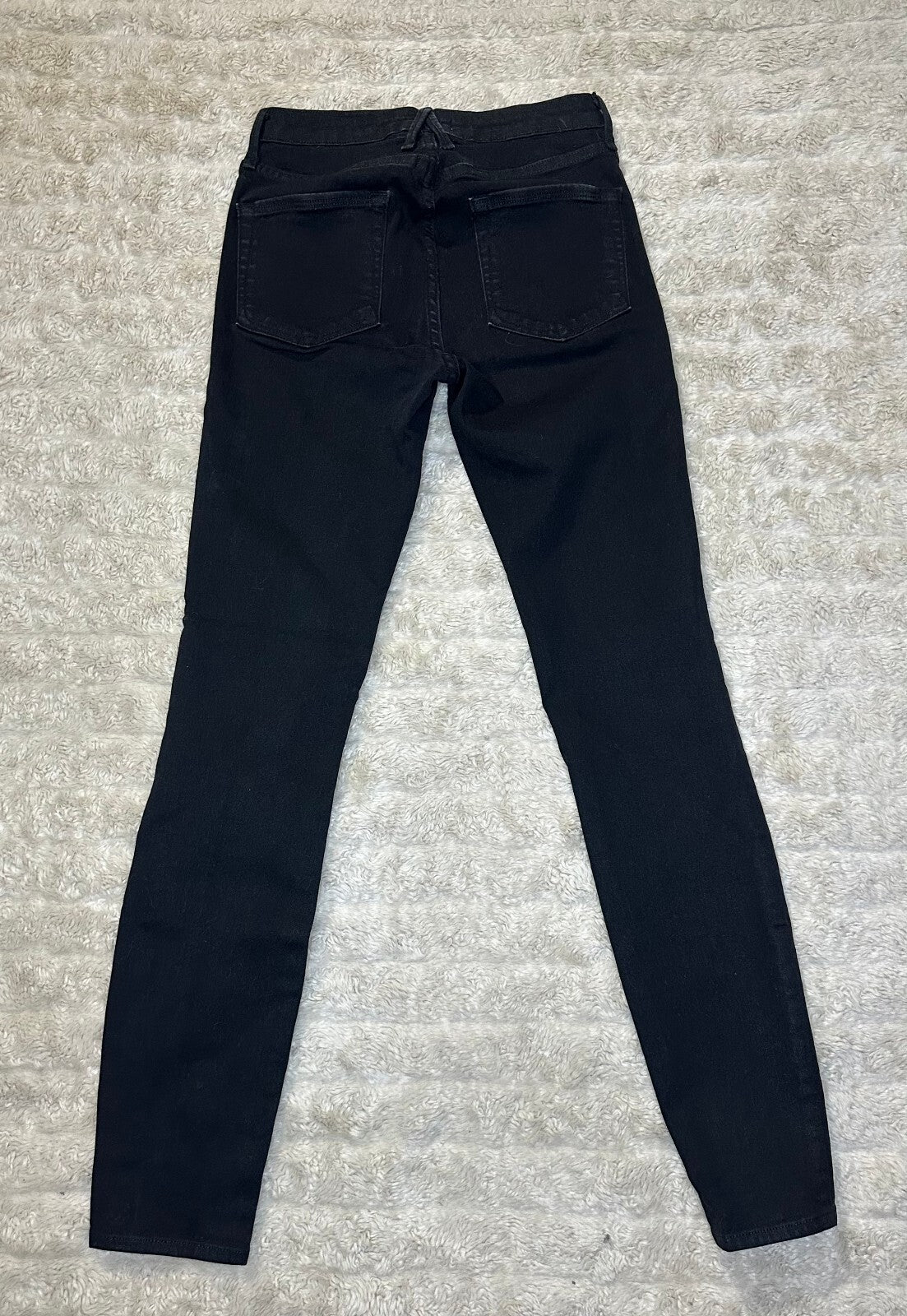Good American Good Legs black mid-rise coated straight stretch denim jeans 0/25