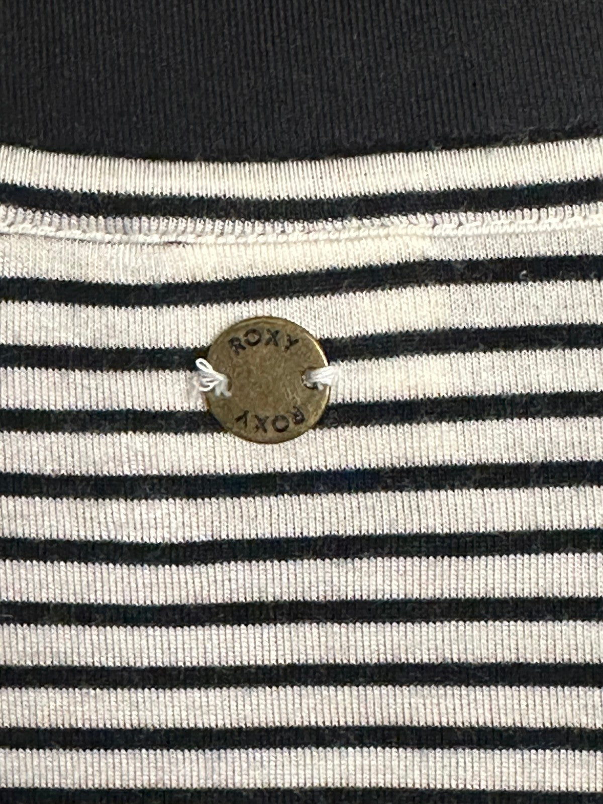 Roxy black white striped scoop neck short sleeve swing dress Size XS coastal