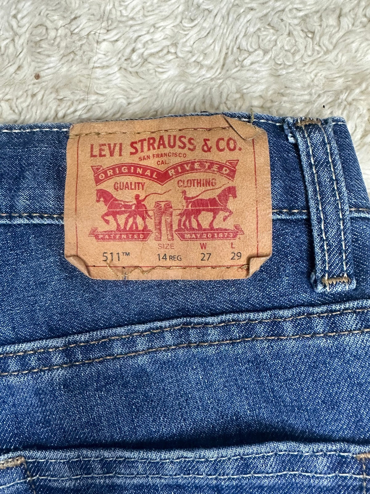 Levi's 511 Slim medium wash stretch denim jeans Youth 14Reg W27 L29/ Women XS/S
