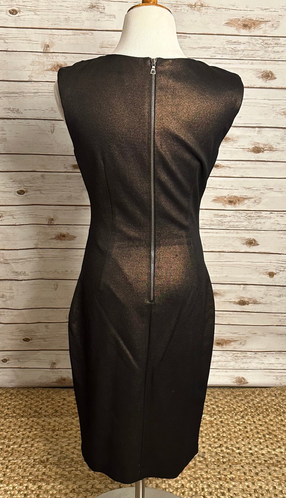 Cache metallic bronze sleeveless sheath dress Size 8 cocktail career date night