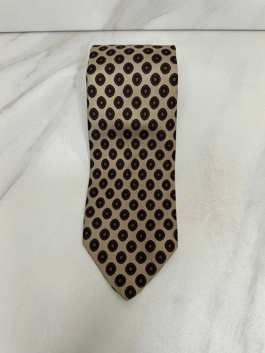 Vintage Robert Talbott for Gentleman's Corner beige geometric Italian silk tie