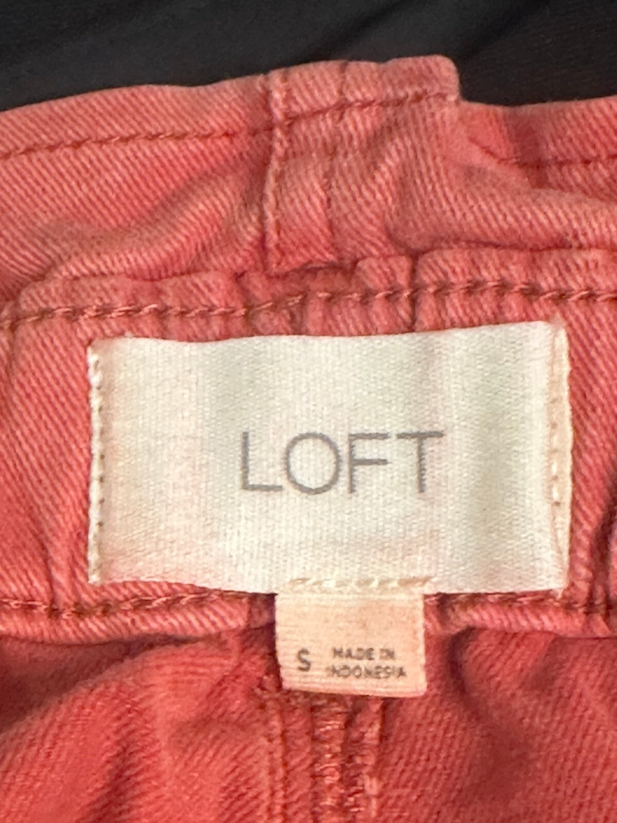 LOFT washed coral red paperbag high-waisted cotton/Lyocell utility shorts Small