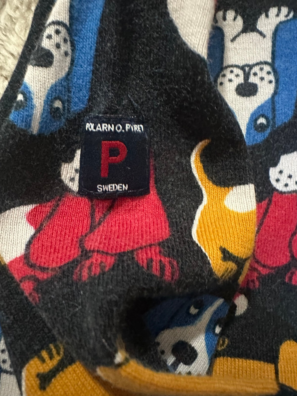 Polarn O. Pyret Sweden black multicolored dog 100% cotton long sleeve one-piece