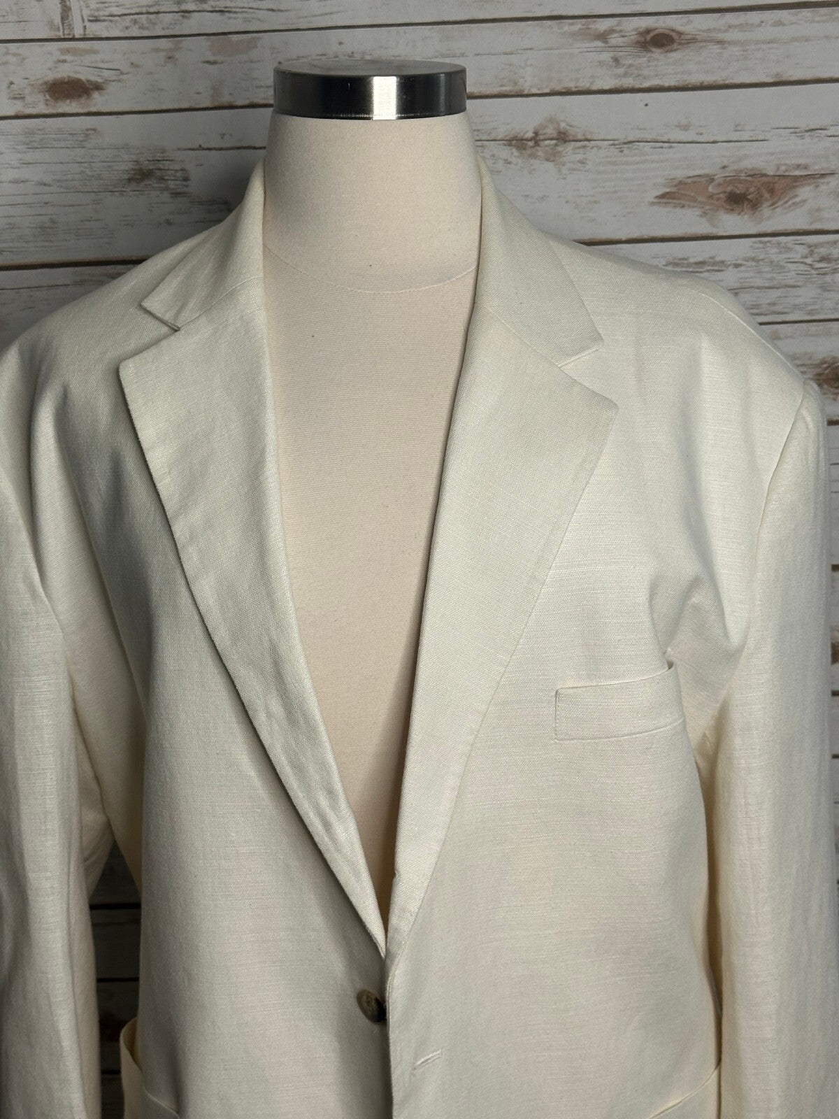 Tommy Hilfiger ivory linen cotton single-breasted sports coat blazer XL classic
