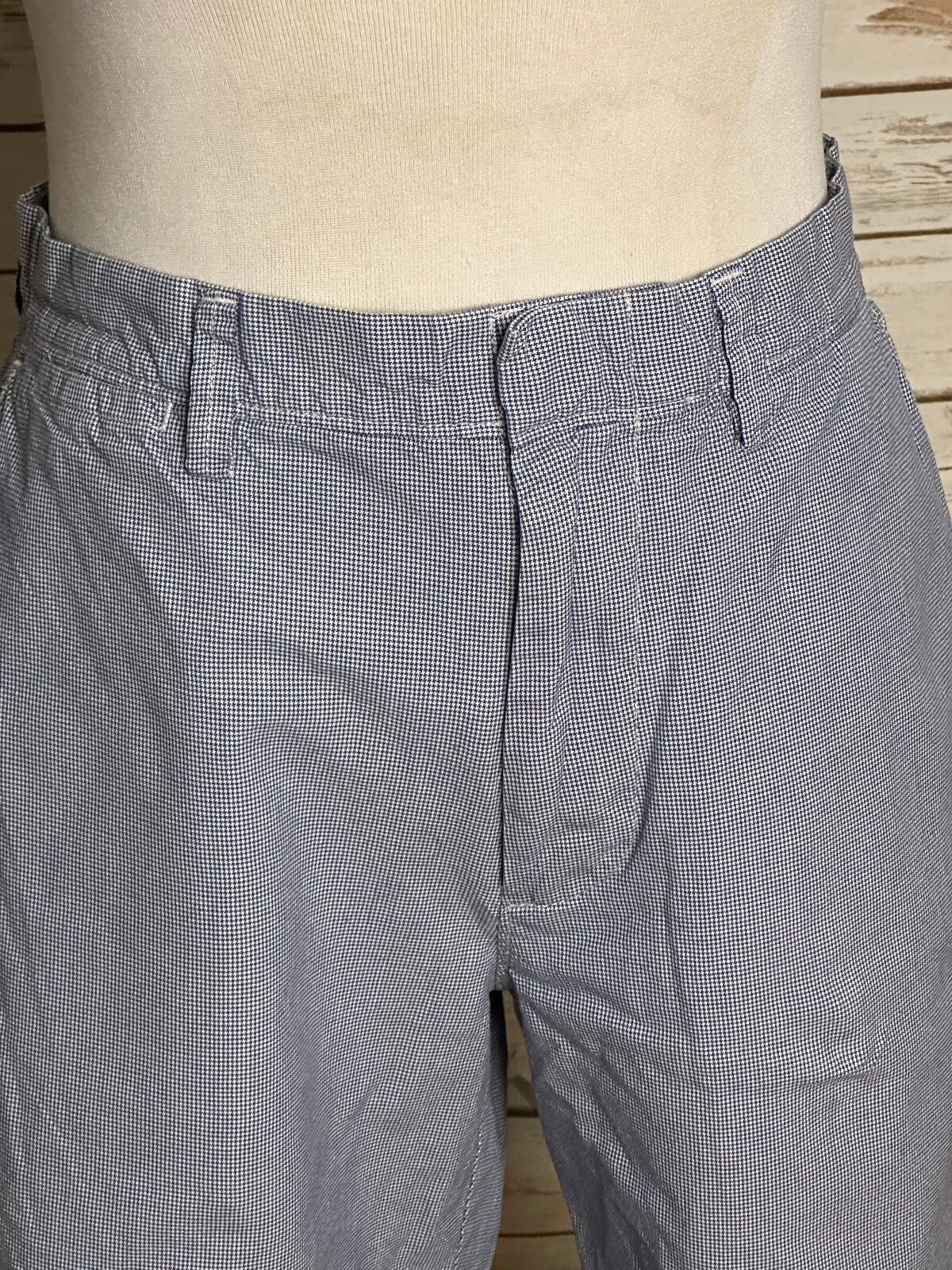 J.Crew Club blue white houndstooth cotton chino shorts Size 32 preppy coastal