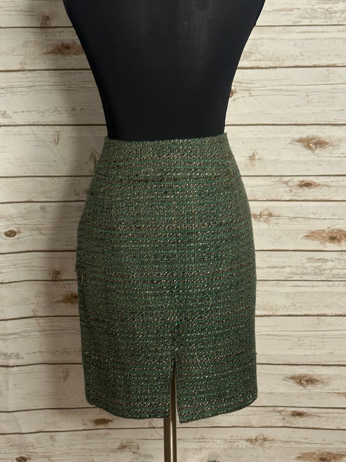 The Limited Collection green brown tweed pencil skirt Size 0 office siren preppy