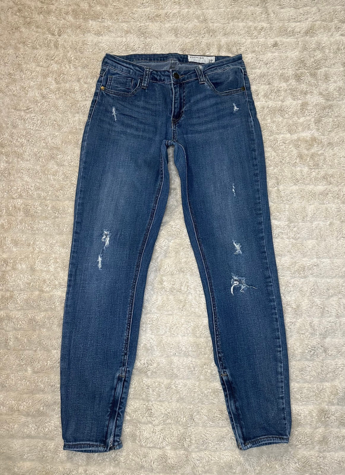 Pistola Anais distressed mid-rise zippered ankle skinny stretch denim jeans 27