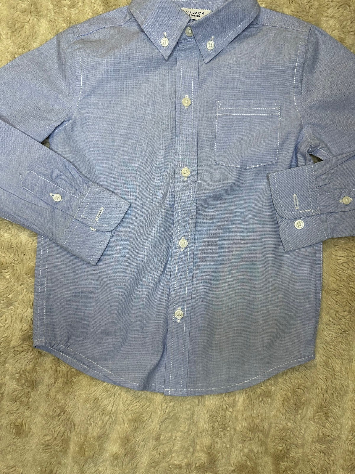 Janie and Jack Special Occasion blue cotton long sleeve button-down shirt Size 3