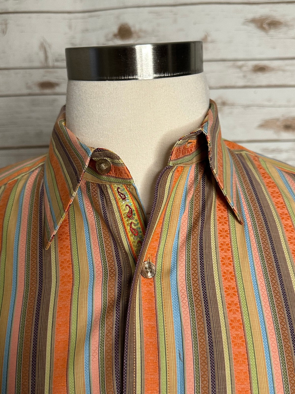 Robert Graham multicolored striped long sleeves cotton button-up shirt Large
