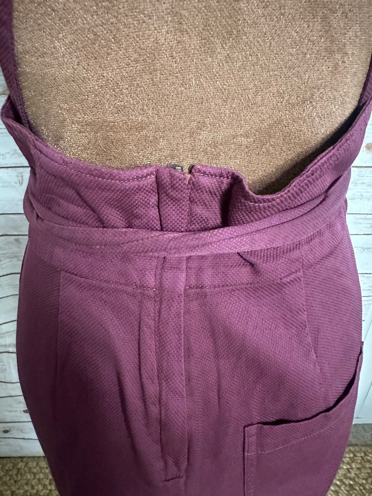 Marine Layer Tess burgundy apron-style sleeveless wide-leg jumpsuit Size 0