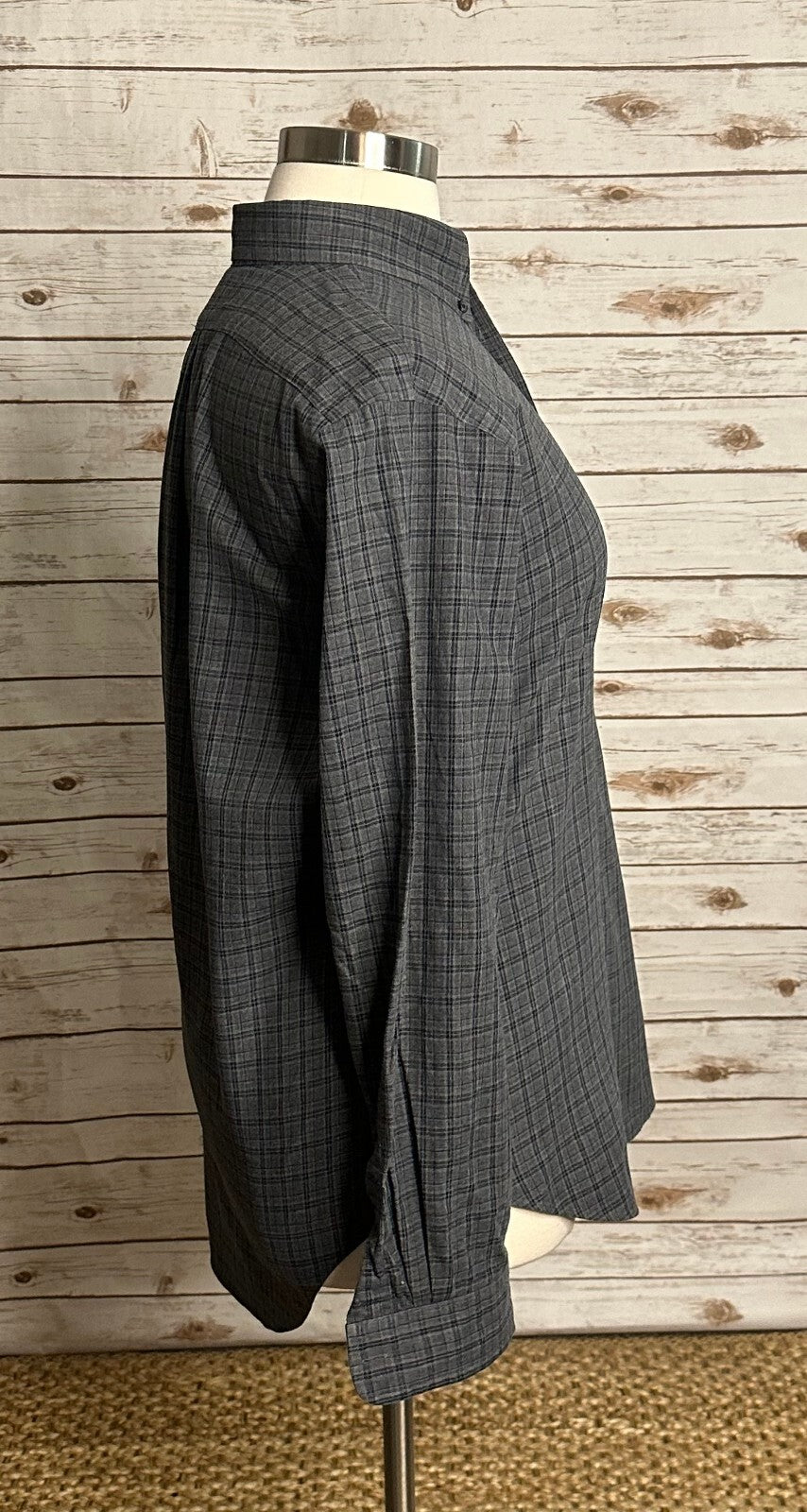 Ralph Lauren Classic Fit grey plaid cotton button-down shirt Large old money