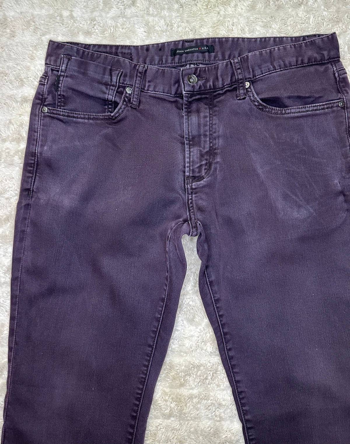 John Varvatos USA purple Bowery Slim Straight stretch denim jeans Size 33 urban