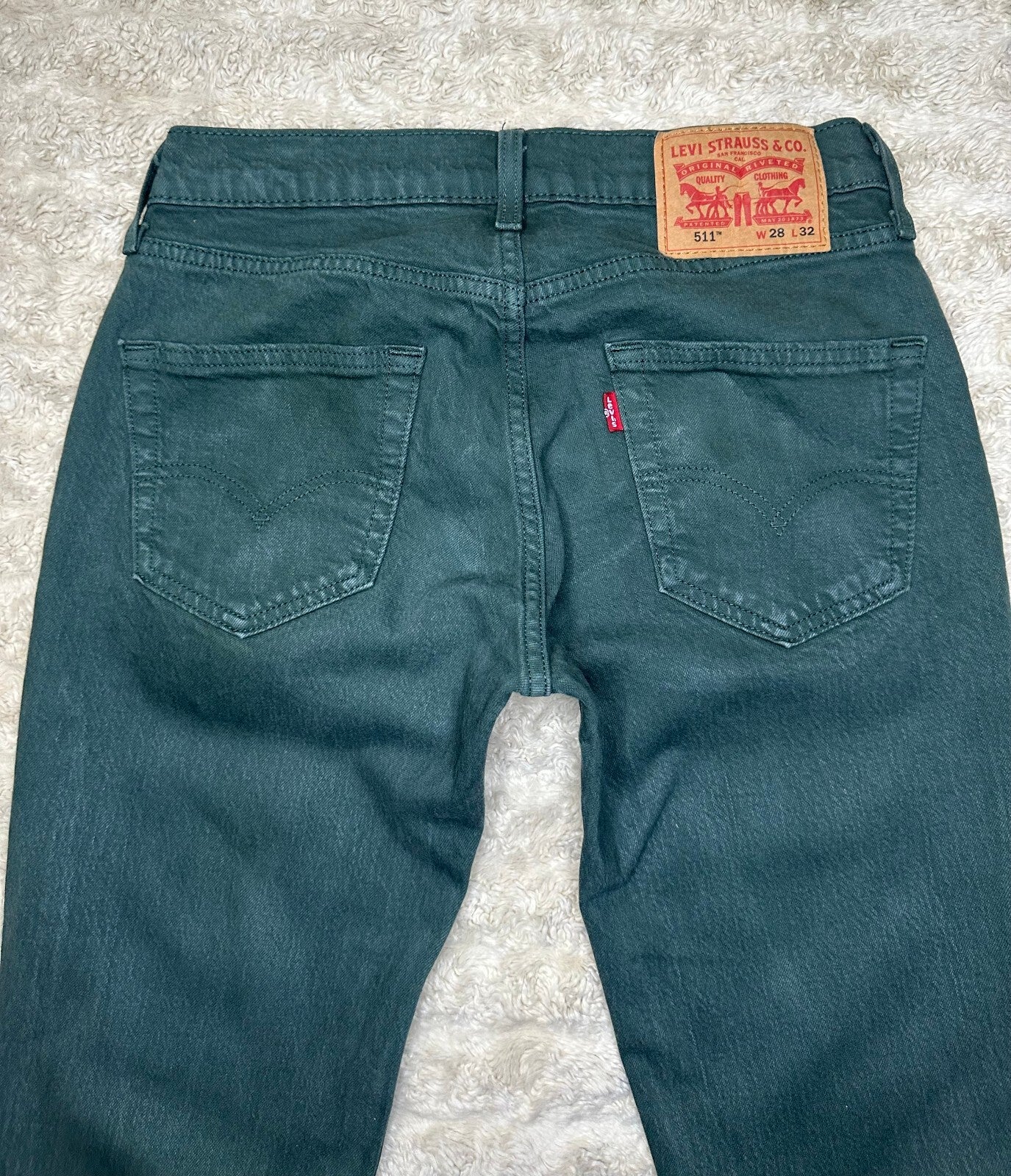 Levi's green 511 Slim Fit stretch denim jeans garment-dyed Water<Less 28x32