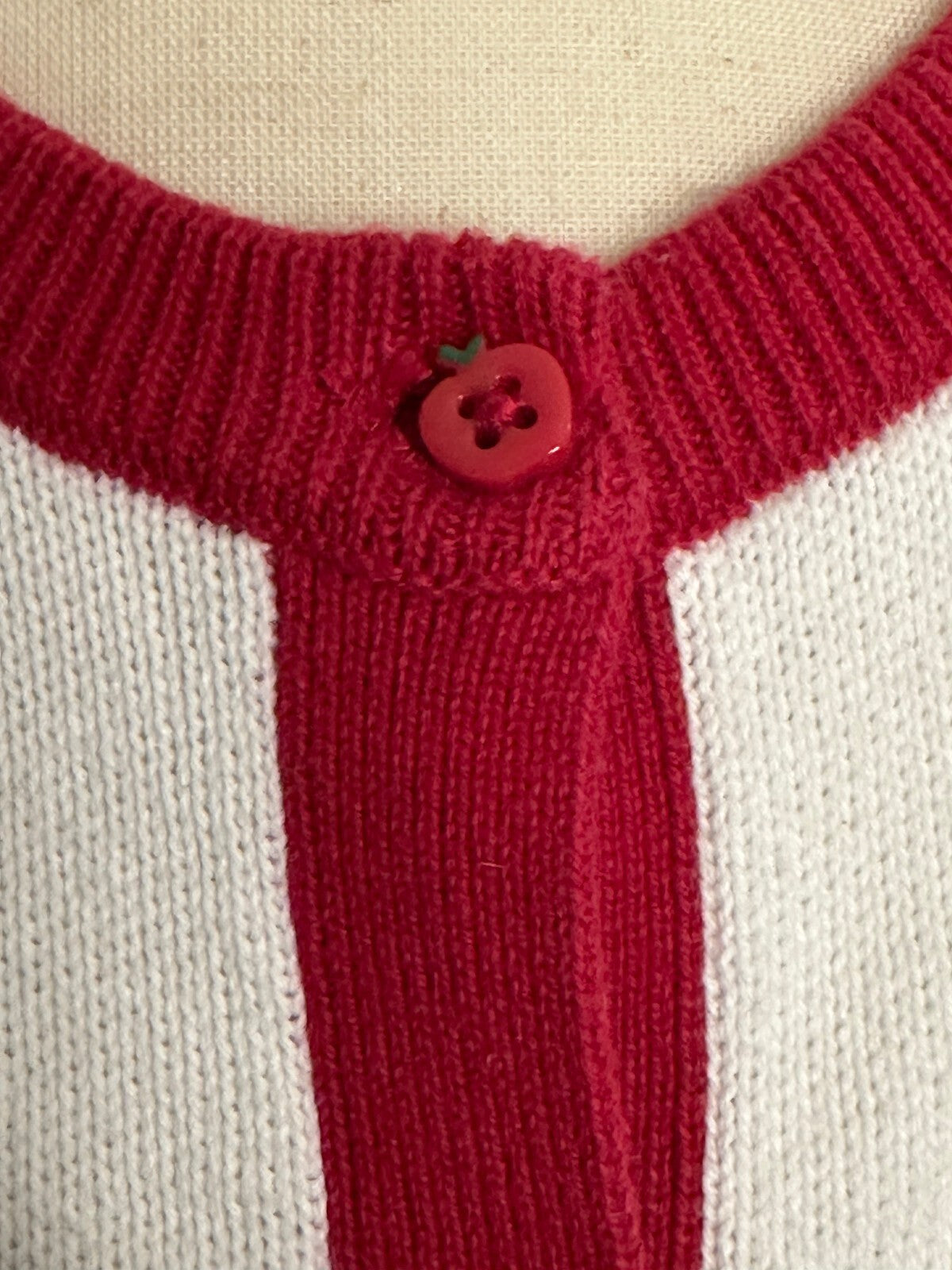 Gymboree Apple Orchard white red long sleeve button-front cardigan Size 7