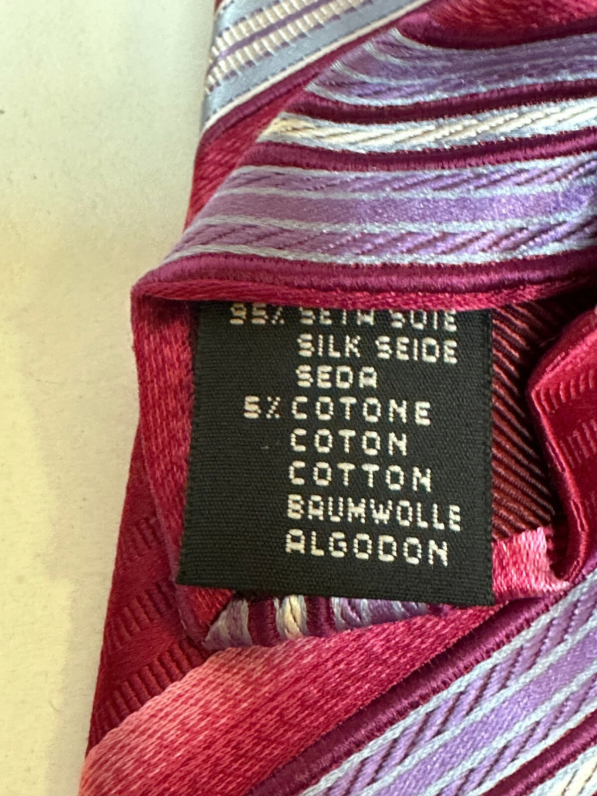 Ermenegildo Zegna burgundy pink blue diagonal striped silk tie quiet luxury