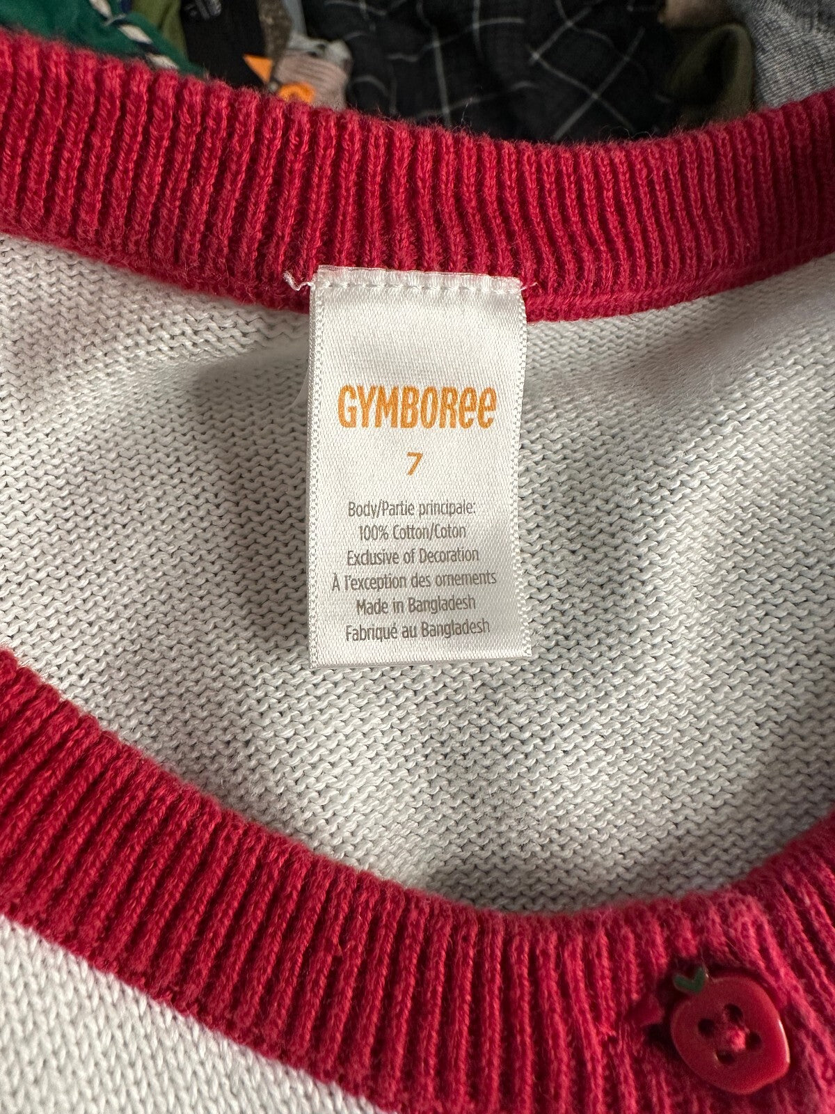 Gymboree Apple Orchard white red long sleeve button-front cardigan Size 7