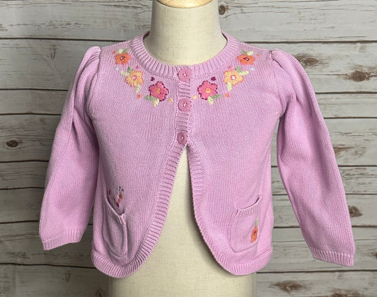 Vintage Gymboree pink Garden Blossom embroidered button-up cardigan sweater 2T