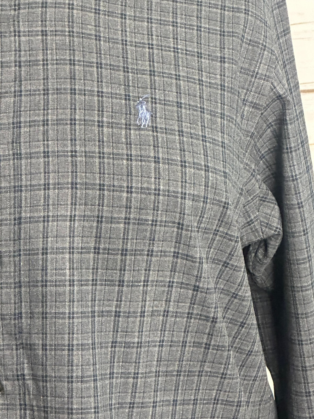 Ralph Lauren Classic Fit grey plaid cotton button-down shirt Large old money