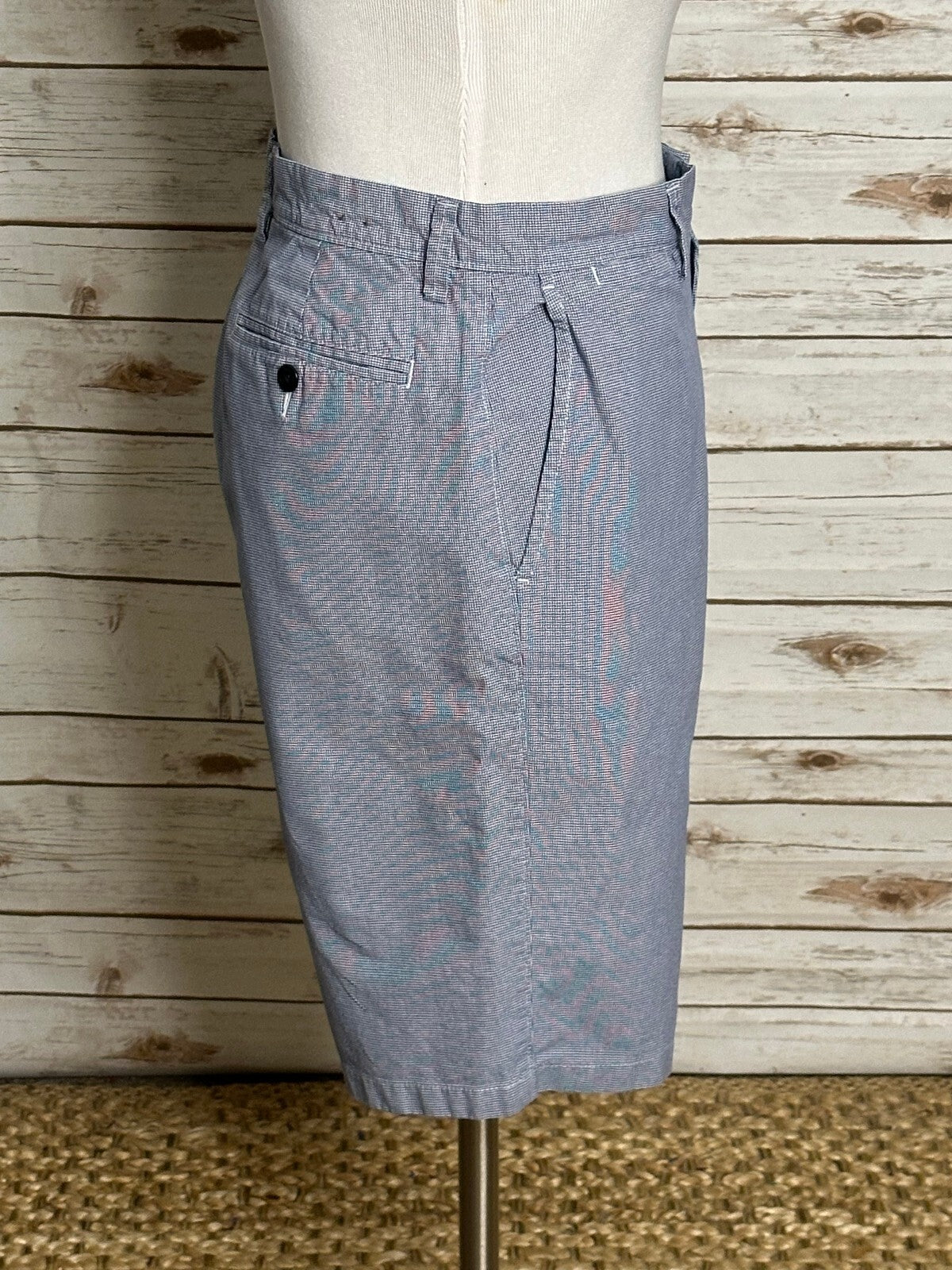 J.Crew Club blue white houndstooth cotton chino shorts Size 32 preppy coastal