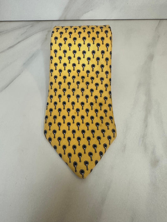 Brooks Brothers Makers yellow geometric 100% Italian silk tie preppy old money