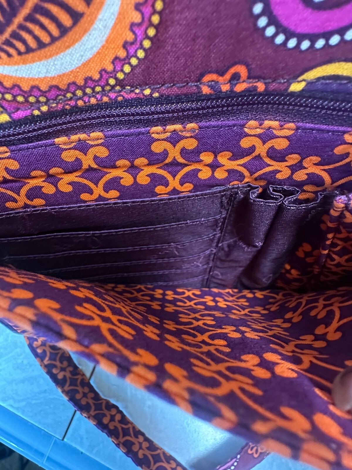 Vera Bradley retired burgundy Safari Sunset patchwork hipster crossbody bag